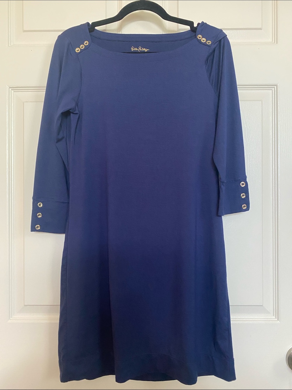 Lilly Pulitzer Navy Long-Sleeve Button-Detail Dress